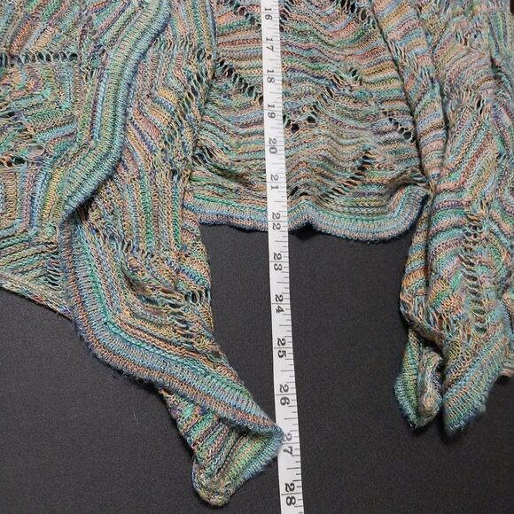 Questions by Say What cardigan Womens M multicolor open knit waterfall Coastal - Picture 6 of 6